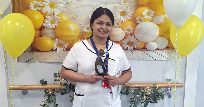 നഴ്സസ് ദിനത്തിൽ മലയാളി സമൂഹത്തിന് അഭിമാനമായി ലിയ മേരി ജോസ്; ഡെയ്സി പുരസ്കാരത്തിന് അർഹയായി liya meri