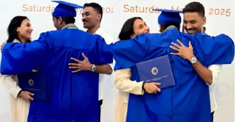 മകന്റെ സ്കൂൾ ബിരുദദാന ചടങ്ങിൽ ഒരുമിച്ചെത്തി നടൻ ധനുഷും ഐശ്വര്യ രജനീകാന്തും