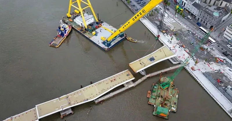 വാട്ടർഫോർഡിലെ ചലിപ്പിക്കാവുന്ന പാലം അടുത്ത വർഷം തുറന്ന് നൽകും; നിർമ്മാണം പൂർത്തിയായി movable bridge