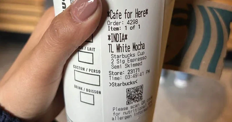 പേരിന് പകരം എഴുതിയത് ഇന്ത്യ; സ്റ്റാർബക്ക്സ് കഫേയിലും ഇന്ത്യക്കാരോട് വെറുപ്പ് starbucks