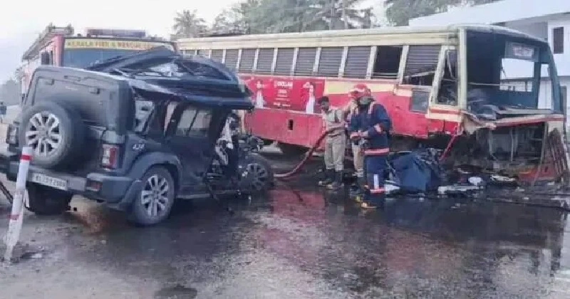 ഓച്ചിറയിൽ കെഎസ്ആർടിസി ഫാസ്റ്റ് പാസഞ്ചർ ബസും എസ് യു വിയും കൂട്ടിയിടിച്ച് പിതാവും , രണ്ട് മക്കളും മരിച്ചു : അമ്മയ്ക്കും, മകൾക്കും ഗുരുതര പരിക്ക്