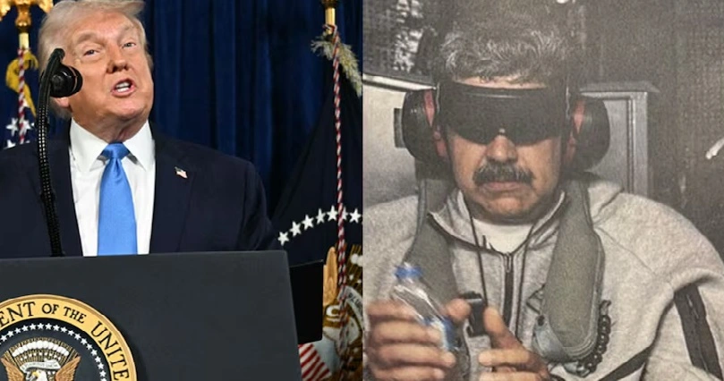 കണ്ണ് കെട്ടി നിക്കോളാസ് മഡുറോയുടെ ആദ്യ ചിത്രം : യുഎസ് സൈനിക കപ്പലിൽ വച്ച് എടുത്തതെന്ന് സൂചന