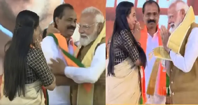 മോദിയ്ക്ക് സമ്മാനമായി അയ്യപ്പവിഗ്രഹം നൽകി ബിജെപി നേതാക്കൾ : വേദിയിൽ മേയറെ ചേർത്ത് പിടിച്ച് പ്രധാനമന്ത്രി