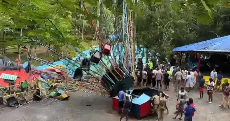 തിരുവനന്തപുരത്ത് അമ്യൂസ്മെന്റ് പാർക്കിൽ റൈഡ് തകർന്ന് വീണു ; നിരവധി പേർക്ക് പരിക്ക്