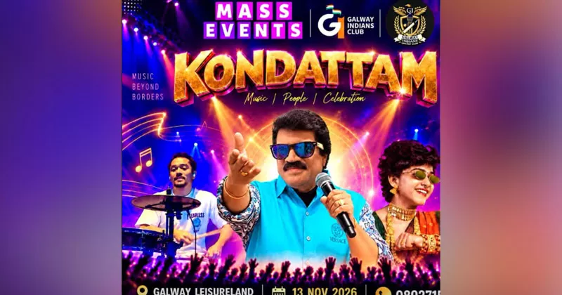 ഗാൽവേയെ സംഗീത ലഹരിയിലാഴ്ത്താൻ എംജി ശ്രീകുമാർ; ലൈവ് മ്യൂസിക് ഷോ